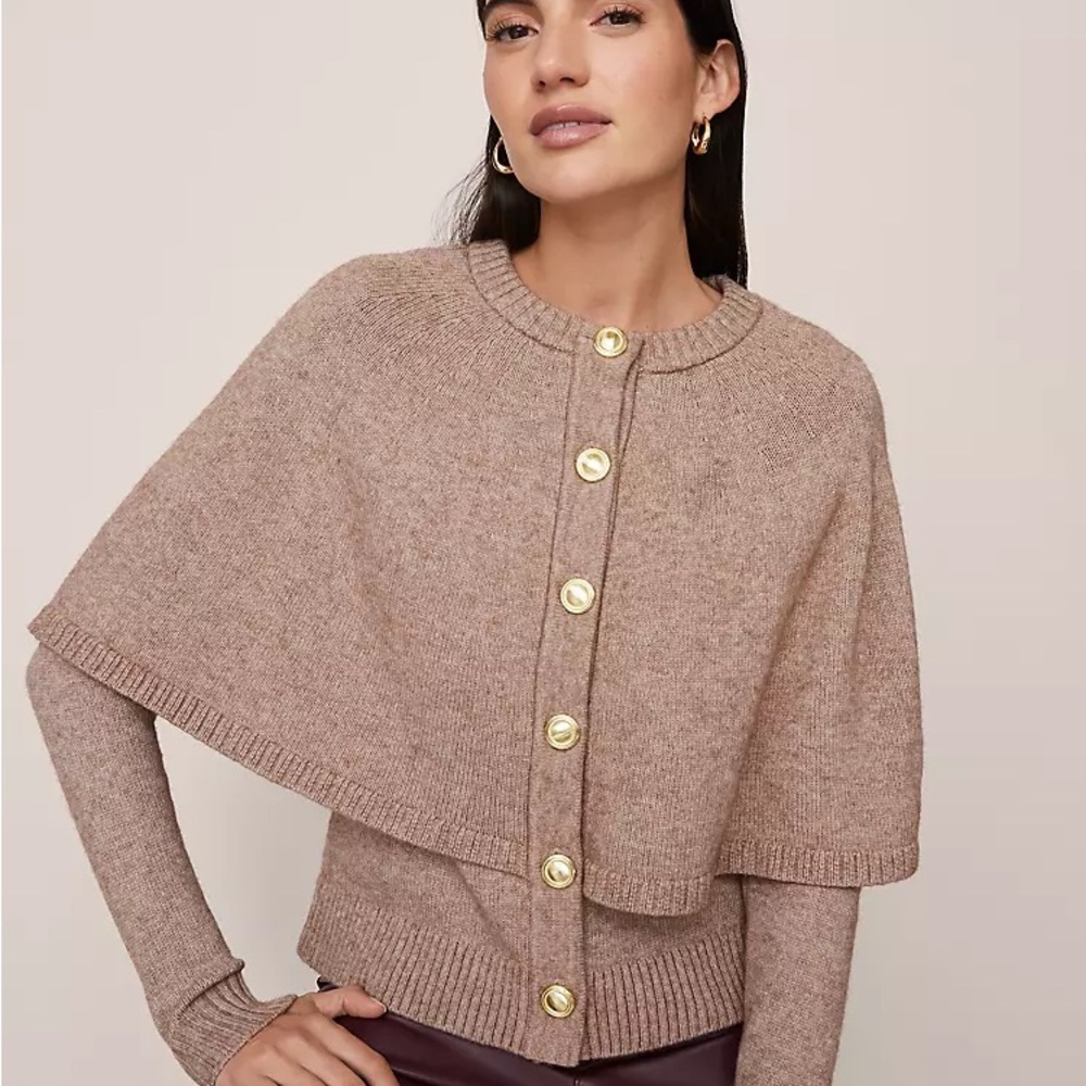 NWT Ann Taylor Tan Capelet Cardigan